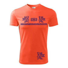 Pánske športové tričko oranžové  vzor Čičmany