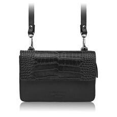 Čierna dámska kožená crossbody kabelka 2v1 s krokodílím vzorom Paolo Peruzzi AY-21-CRBL