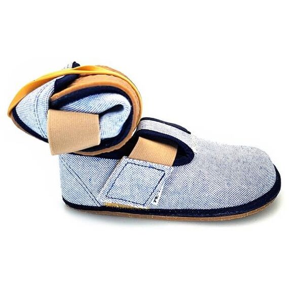 BAREFOOT Detské papučky modré riflové