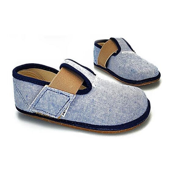 BAREFOOT Detské papučky modré riflové