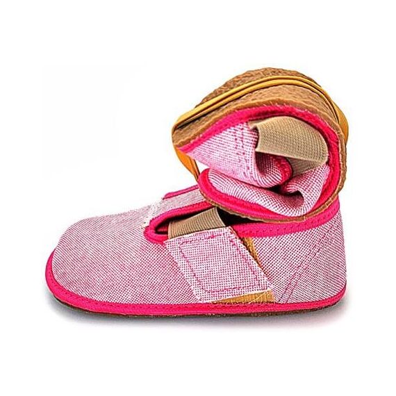 BAREFOOT Detské papučky ružové riflové