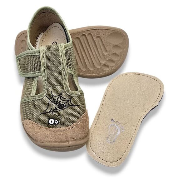 Detské barefoot papuče, prezuvky zelené