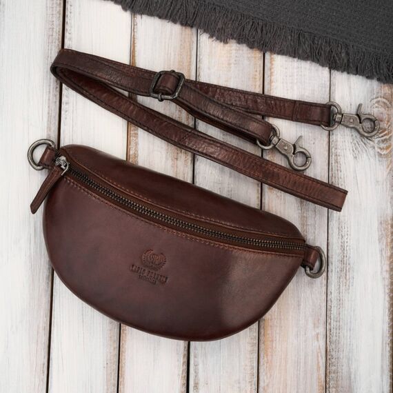 Dámska hnedá kožená ľadvinka Paolo Peruzzi SL-05-BR crossbody