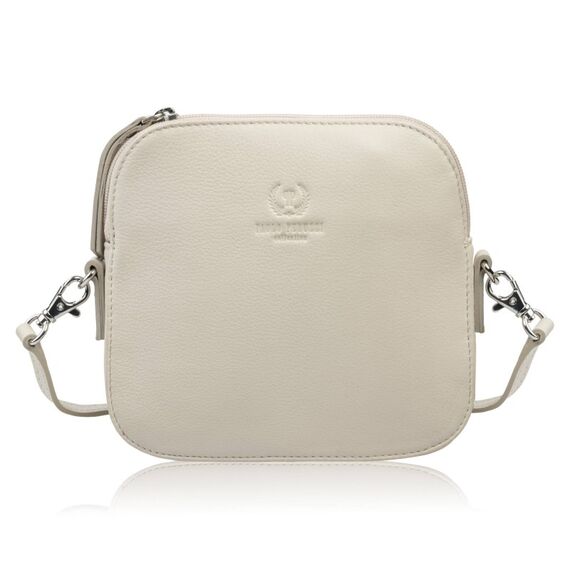 Béžová malá dámska kožená crossbody kabelka Paolo Peruzzi AY-24-BG