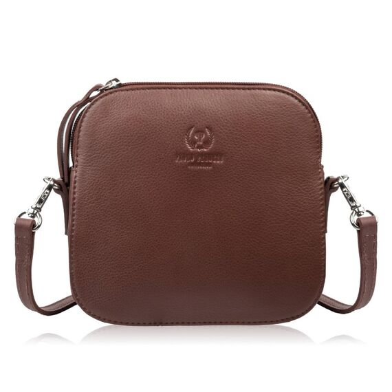 Hnedá malá dámska kožená crossbody kabelka Paolo Peruzzi AY-24-BR