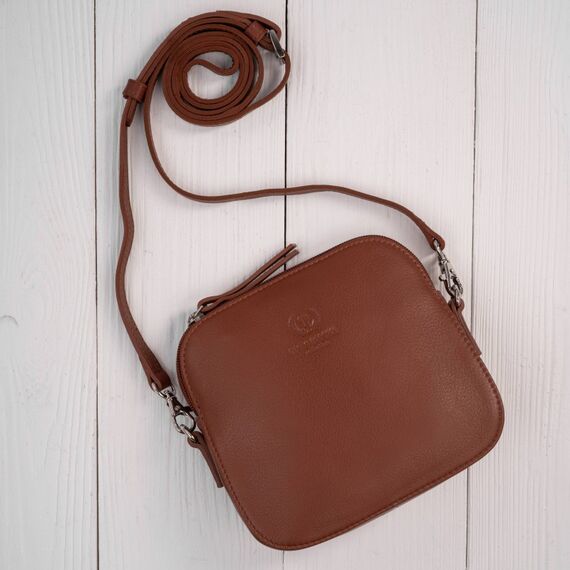 Koňaková malá dámska kožená crossbody kabelka Paolo Peruzzi AY-24-CG