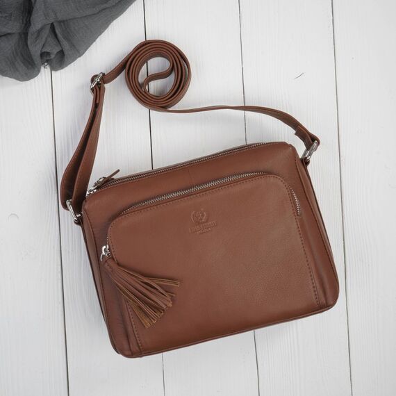 Koňaková dámska kožená crossbody kabelka do mesta Paolo Peruzzi AY-22-CGS