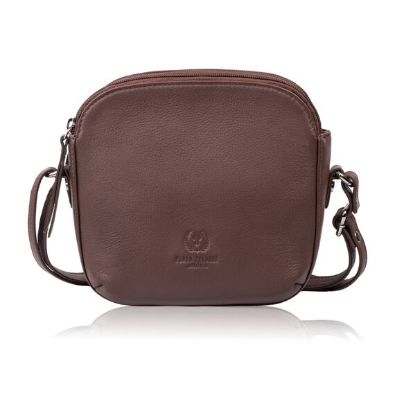 Hnedá malá dámska kožená crossbody kabelka Paolo Peruzzi AY-25-BR