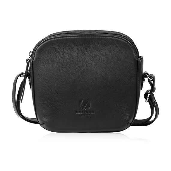 Čierna malá dámska kožená crossbody kabelka Paolo Peruzzi AY-25-BL