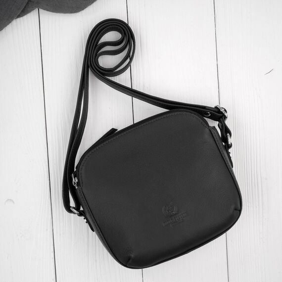 Čierna malá dámska kožená crossbody kabelka Paolo Peruzzi AY-25-BL