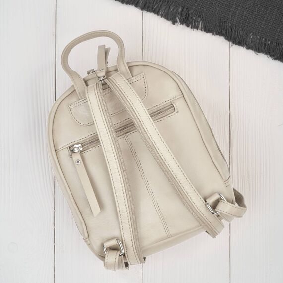 Béžová dámska darčeková sada Paolo Peruzzi kožený batoh a malá crossbody kabelka
