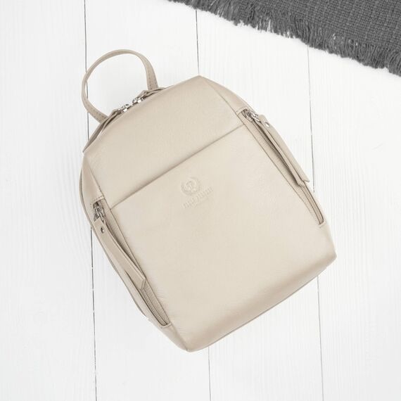 Béžová dámska darčeková sada Paolo Peruzzi kožený batoh a malá crossbody kabelka