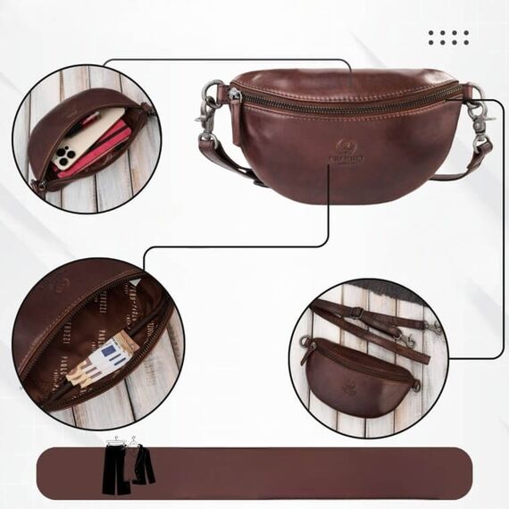 Dámska hnedá kožená ľadvinka Paolo Peruzzi SL-05-BR crossbody