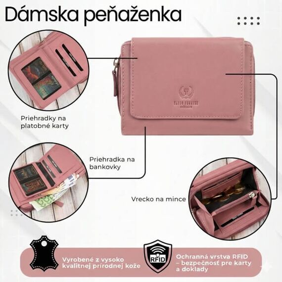 Otvorená červená peňaženka s organizérom na 16 kariet a RFID ochranou