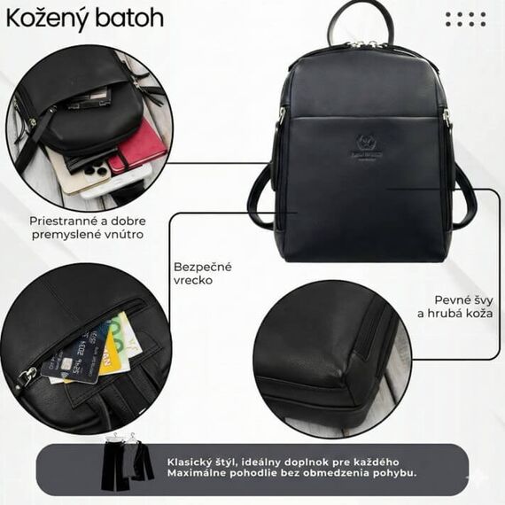 Elegantný dámsky kožený ruksak Paolo Peruzzi AY-26-BL čierny