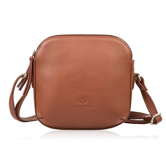 Koňaková dámska malá kožená crossbody kabelka Paolo Peruzzi AY-25-CG