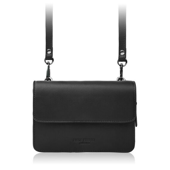 Čierna dámska kožená crossbody kabelka 2v1 Paolo Peruzzi AY-21-BL