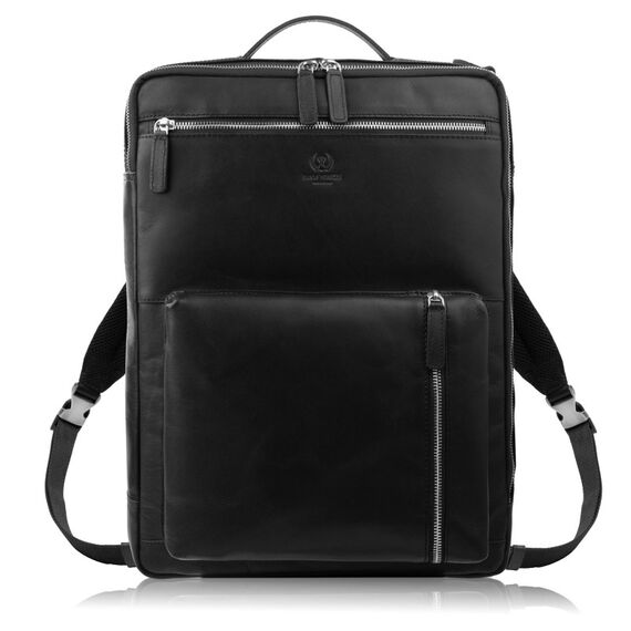 Čierny pánsky kožený batoh na notebook 15.6" Paolo Peruzzi AY-31-BL