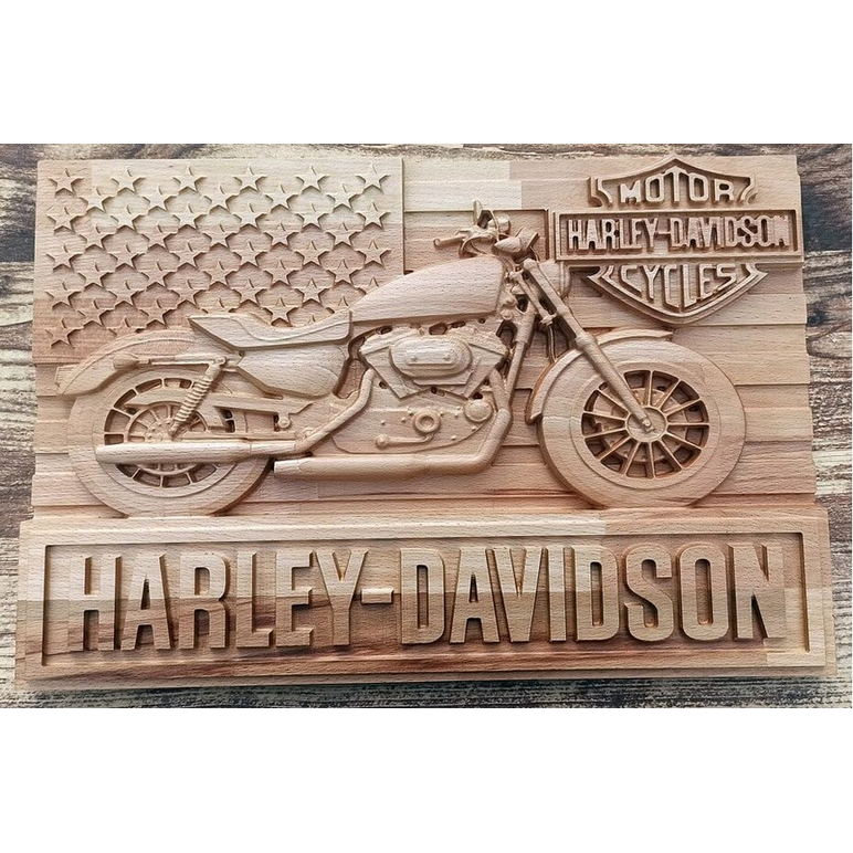 Drevorezba Harley davidson