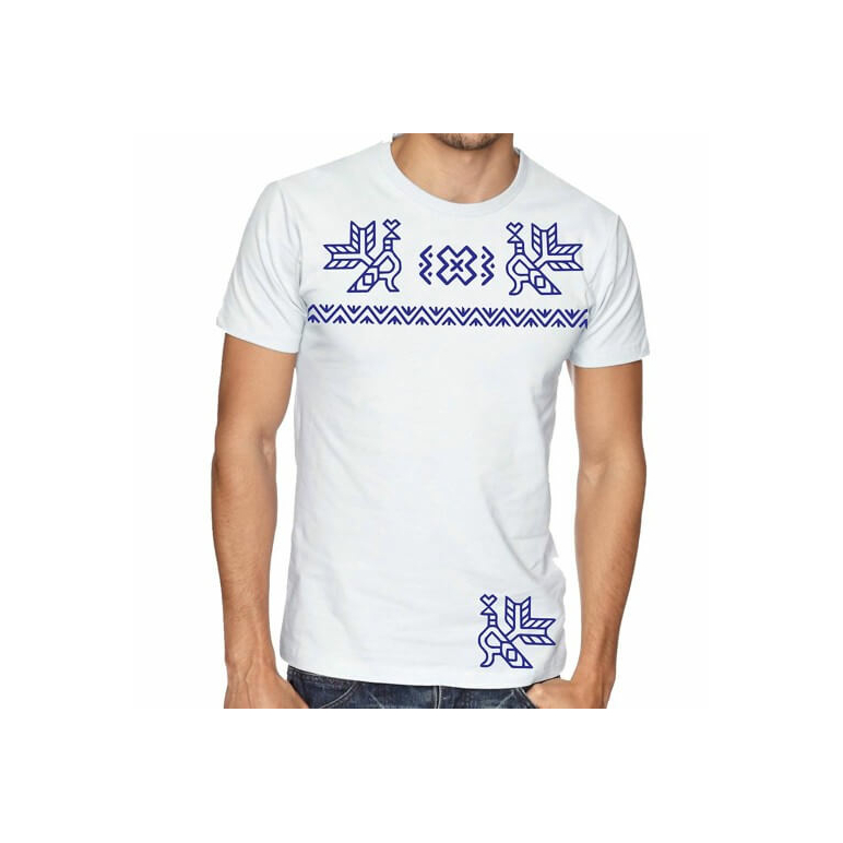 Pánske športové tričko vzor Čičmany modrí