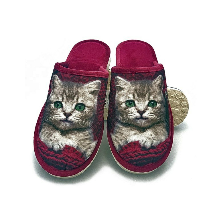 Pohodlné papuče mačka červené